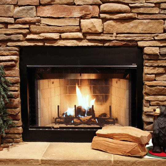 Wood Burning Fireplace Burning Wood - Chimney Sweep Service - Grove, OK - Miami Fireplace and Stoves